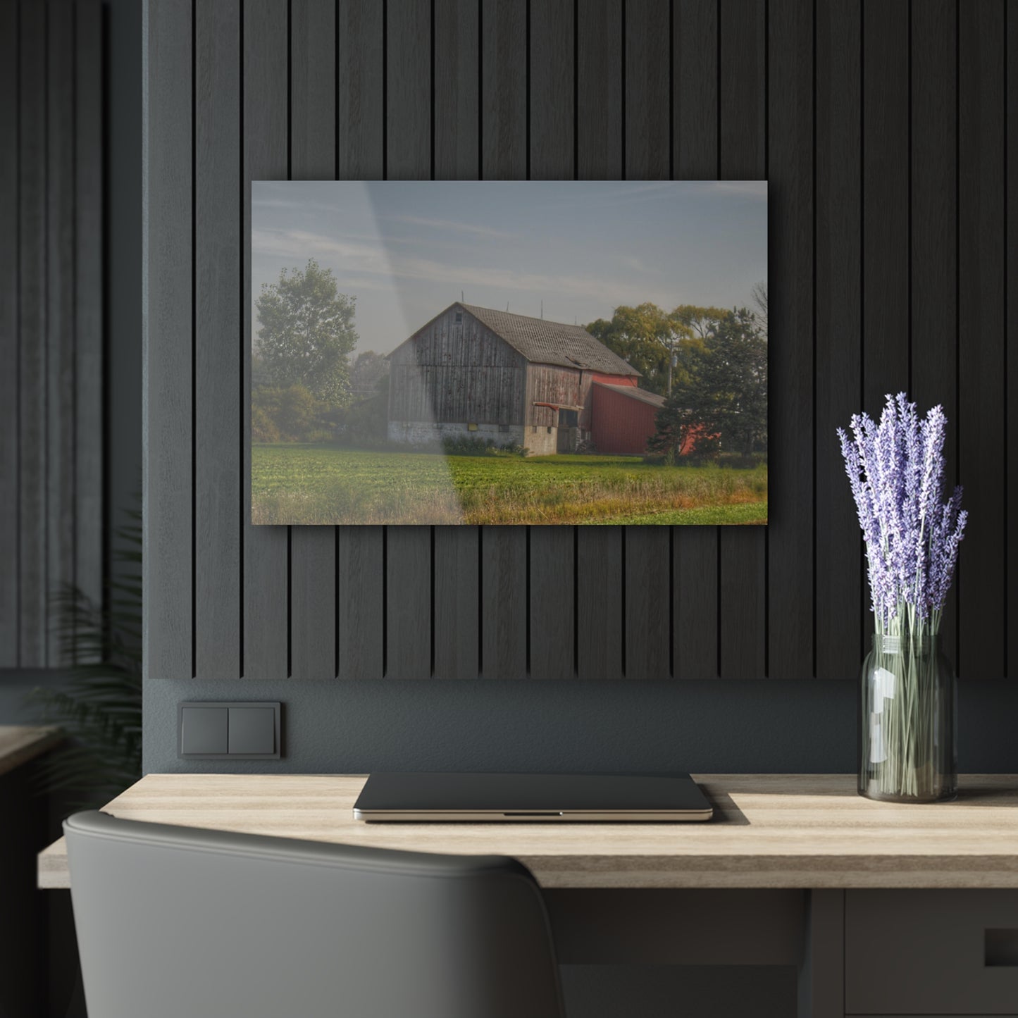 U R There Photography Pigeon Grey Saltbox Rustic Farmhouse Acrylic Wall Print