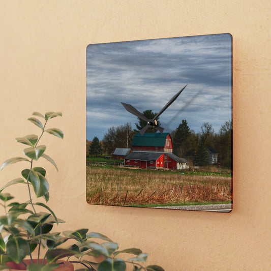 U R There Photography M-24 TnT Red II Rustic Farmhouse Acrylic Analog Wall Clock