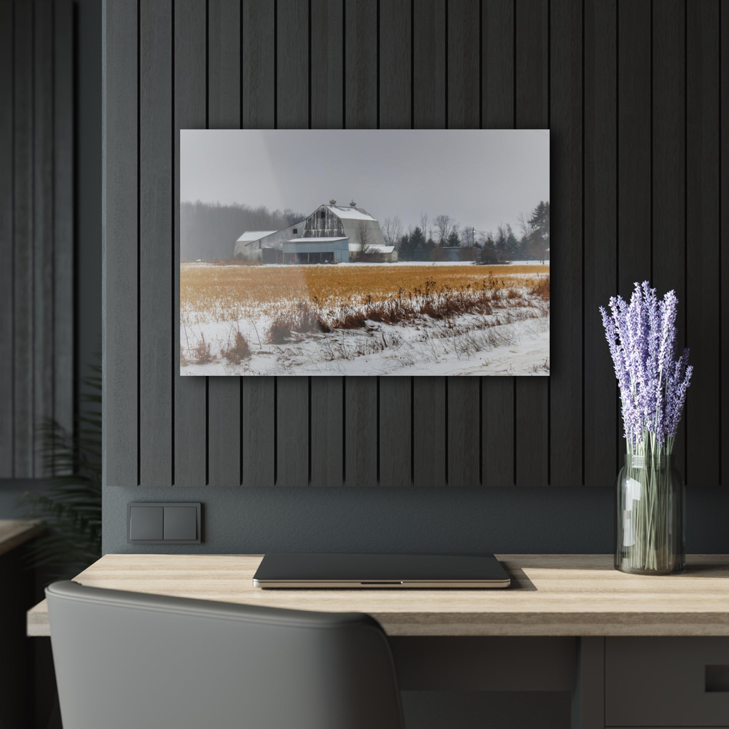 U R There Photography Argyle Road Grey Rustic Farmhouse Acrylic Wall Print
