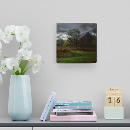 U R There Photography Day of Grey Rustic Farmhouse Acrylic Analog Wall Clock