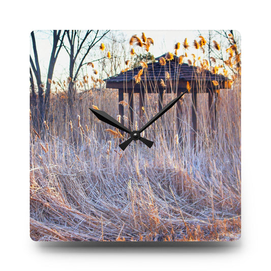Haines Hidden Gazebo Rustic Farmhouse Acrylic Analog Wall Clock 10.75'' × 10.75'' (Square)