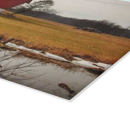U R There Photography Havenss Road Red Rustic Farmhouse Tempered-Glass Cutting Board