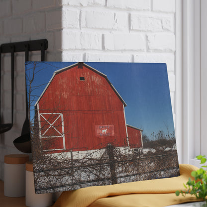 U R There Photography Vassar Red Wild Rustic Farmhouse Tempered-Glass Cutting Board