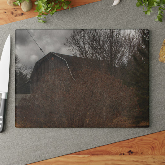 U R There Photography Caro Grey Hidden Rustic Farmhouse Tempered-Glass Cutting Board