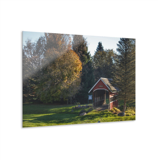 U R There Photography Hadley Covered Bridge II Rustic Farmhouse Acrylic Wall Print