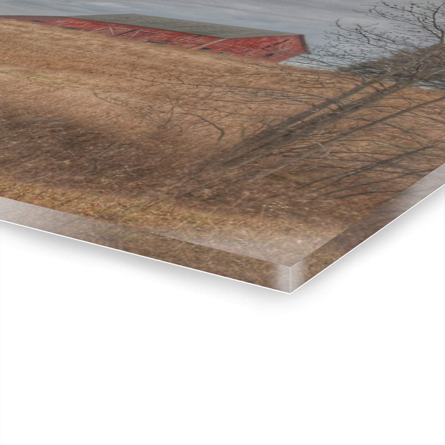 U R There Photography Grey Road Hillside Red I Rustic Farmhouse Acrylic Wall Print