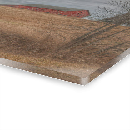 U R There Photography Grey Road Hillside Red I Rustic Farmhouse Acrylic Wall Print