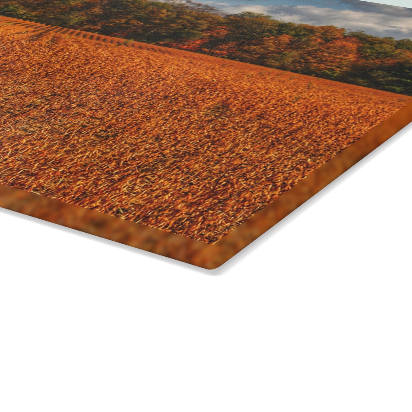 U R There Photography Fall on Murphy Lake I Rustic Farmhouse Tempered-Glass Cutting Board