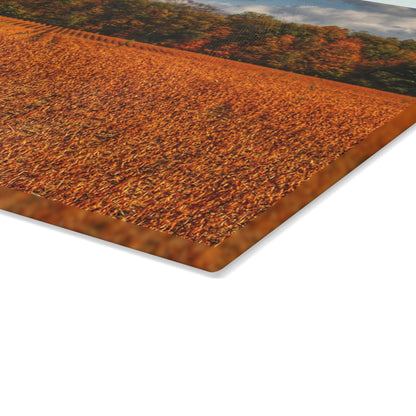 U R There Photography Fall on Murphy Lake I Rustic Farmhouse Tempered-Glass Cutting Board