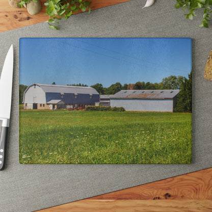 U R There Photography McPherson Greys Rustic Farmhouse Tempered-Glass Cutting Board 11" x 15" Rectangle