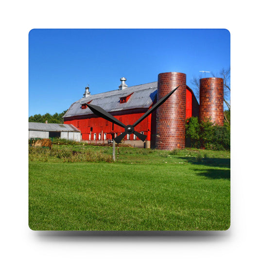 U R There Photography Baldwin Red II Rustic Farmhouse Acrylic Analog Wall Clock 10.75'' × 10.75'' (Square)