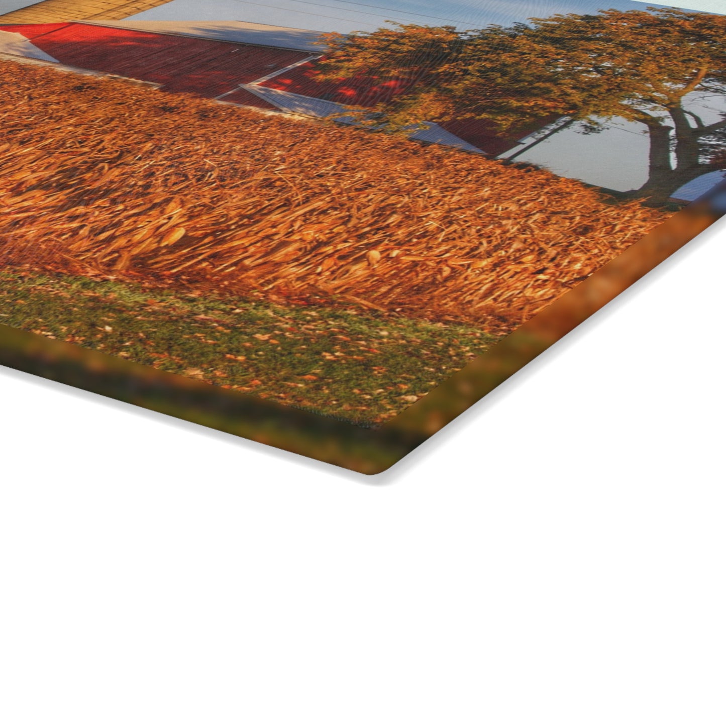 U R There Photography Lake Pleasant Reds I Rustic Farmhouse Tempered-Glass Cutting Board