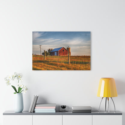 U R There Photography Lake Pleasant Road Little Red and Silo I Rustic Farmhouse Acrylic Wall Print
