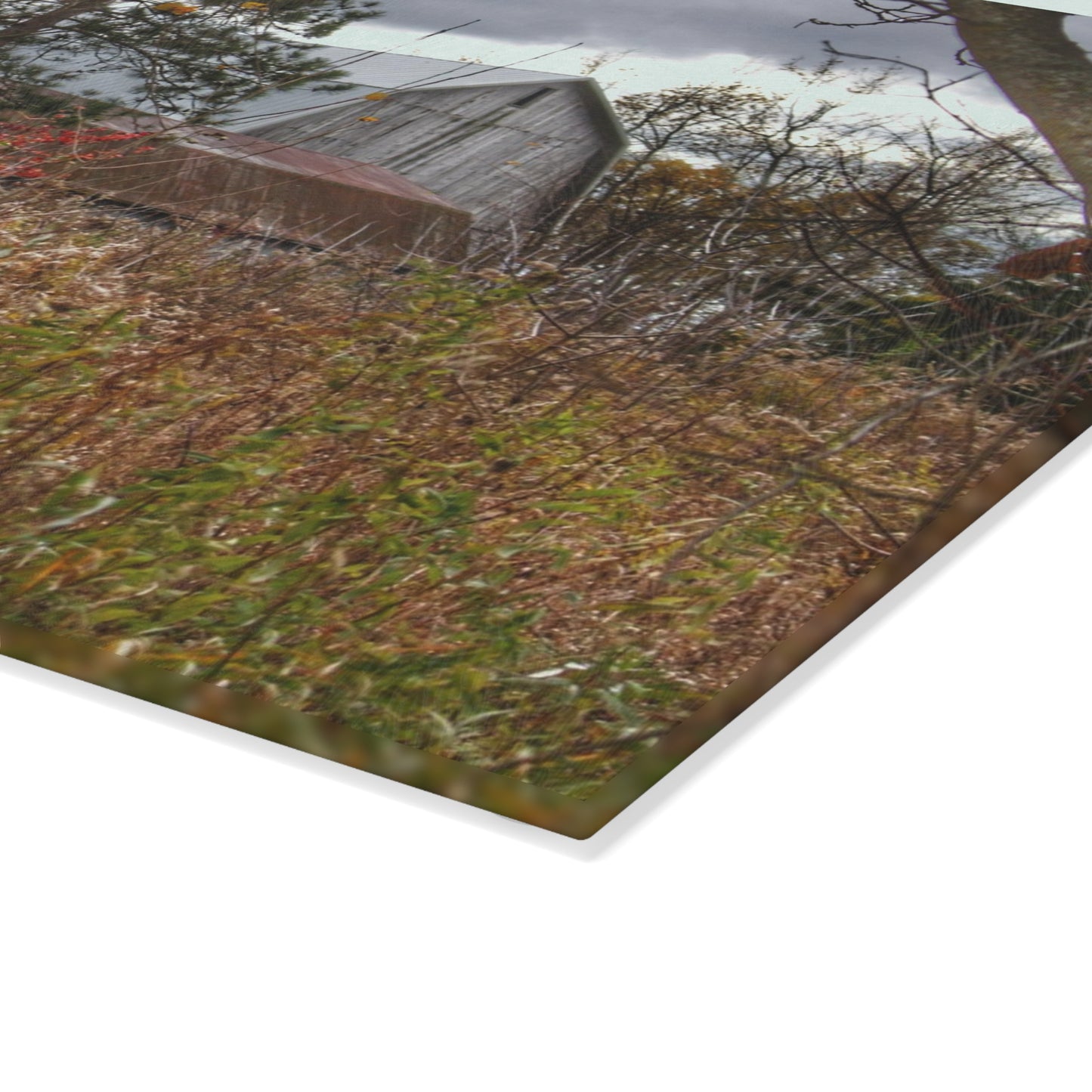 U R There Photography Booth Road Hidden Greys Rustic Farmhouse Tempered-Glass Cutting Board