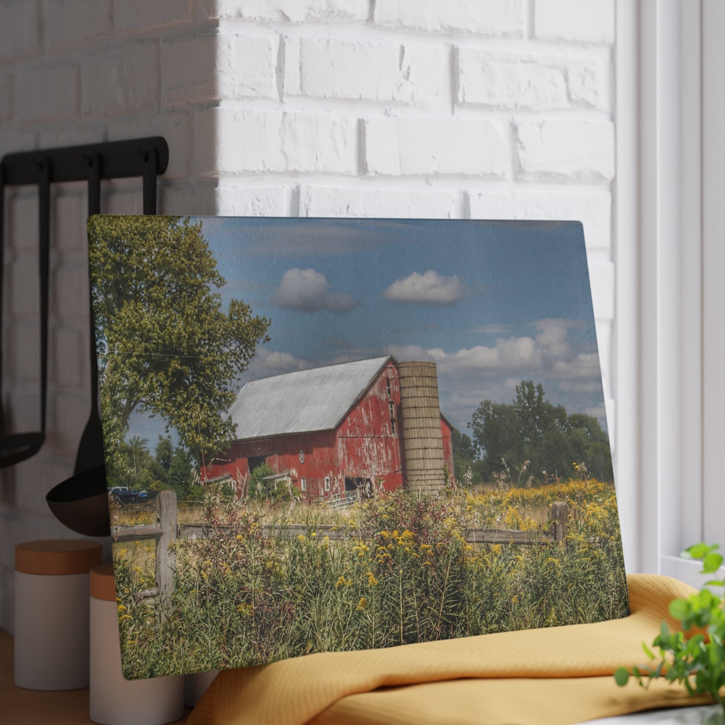 U R There Photography Nettney Road Red Rustic Farmhouse Tempered-Glass Cutting Board