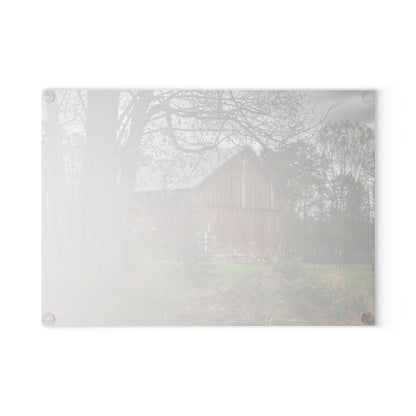 U R There Photography Big Fish Lake Road Red Rustic Farmhouse Tempered-Glass Cutting Board