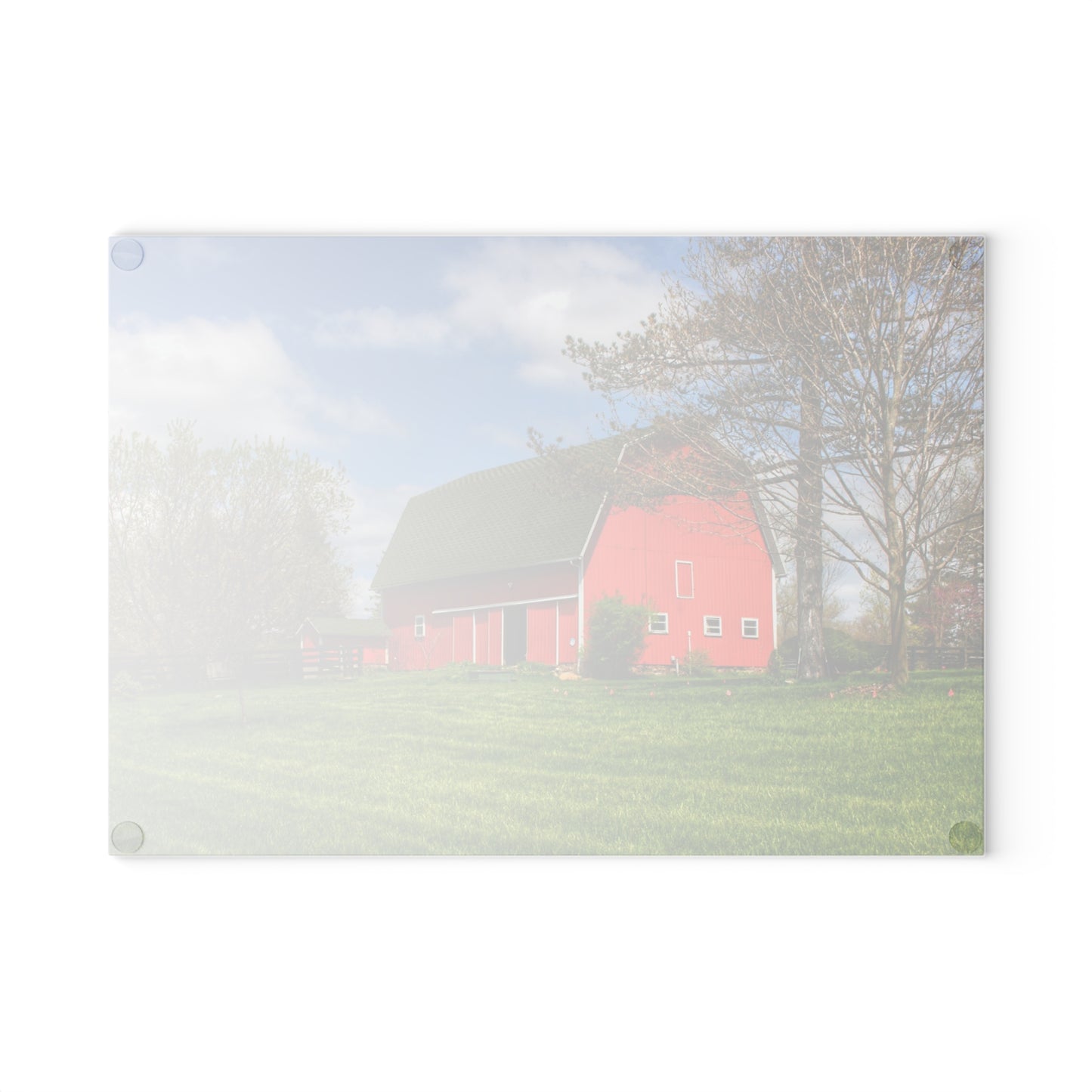 U R There Photography Barber Road Red Rustic Farmhouse Tempered-Glass Cutting Board
