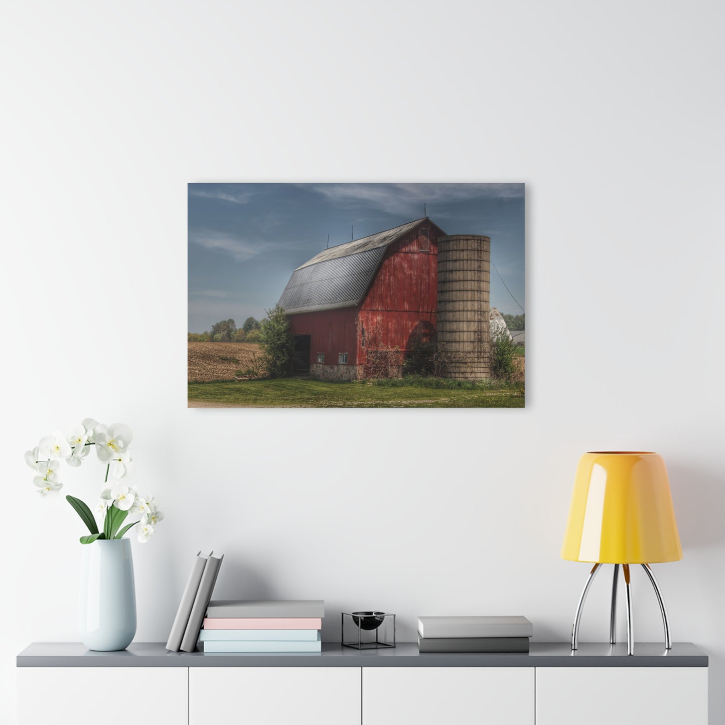 U R There Photography McDowell Road Red Rustic Farmhouse Acrylic Wall Print