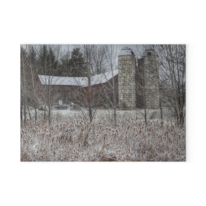 U R There Photography Washburn Road Hidden Red Rustic Farmhouse Tempered-Glass Cutting Board