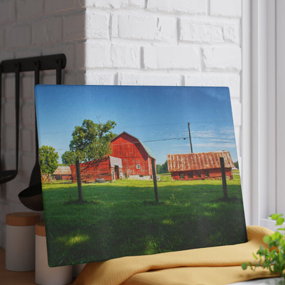 U R There Photography Frances Road Reds II Rustic Farmhouse Tempered-Glass Cutting Board