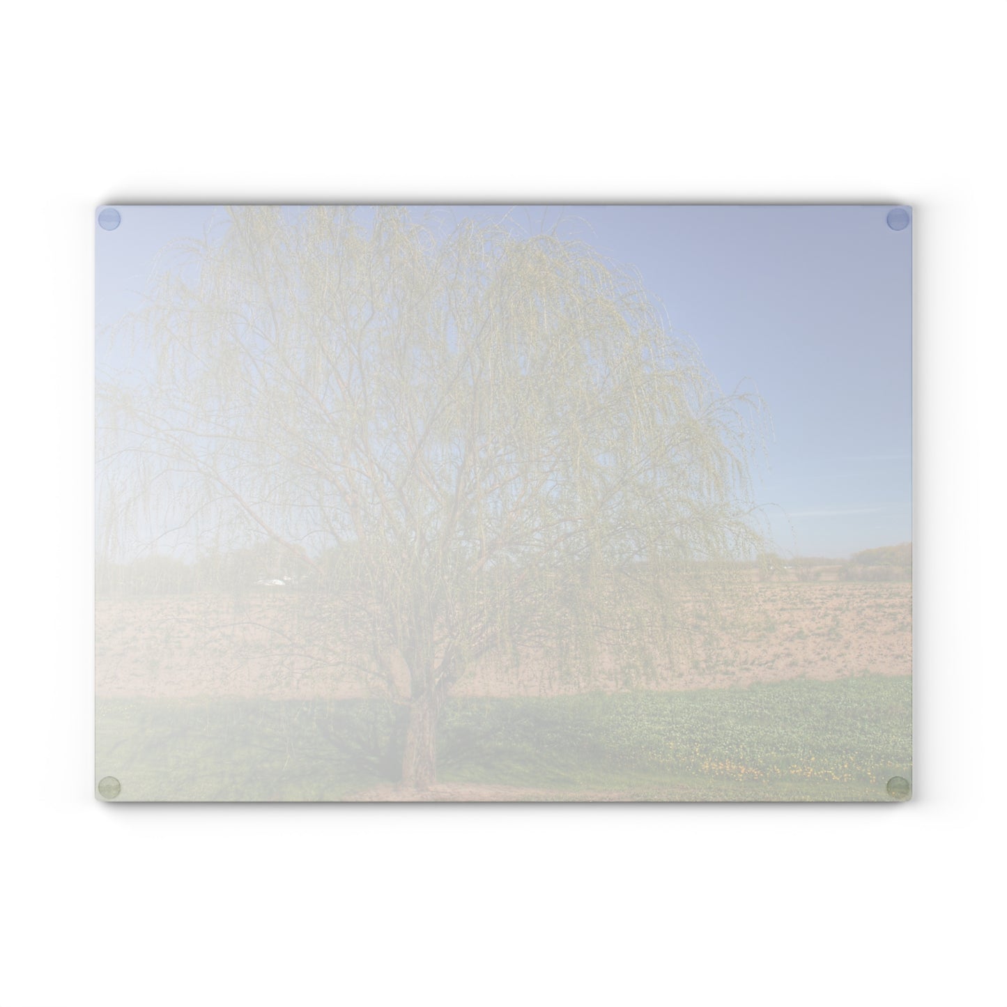 U R There Photography Spring Farm Willow Tree Rustic Farmhouse Tempered-Glass Cutting Board