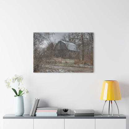 U R There Photography Bishop Road Winter Grey Rustic Farmhouse Acrylic Wall Print 14 "x 11"