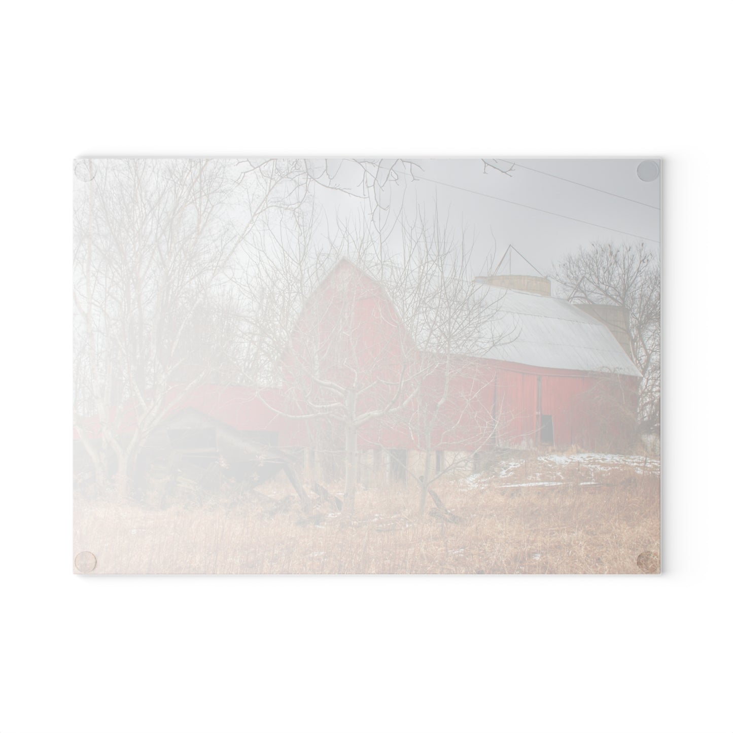 U R There Photography North Five Lakes Road Red Rustic Farmhouse Tempered-Glass Cutting Board 8"x 11"