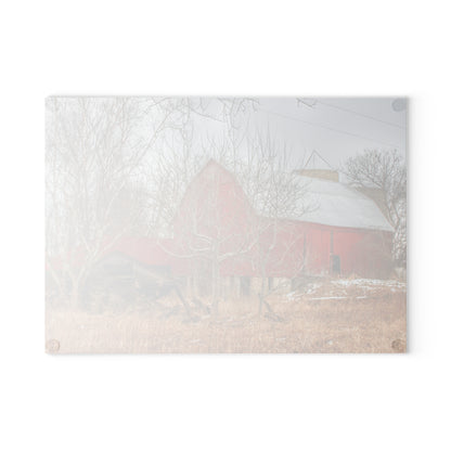 U R There Photography North Five Lakes Road Red Rustic Farmhouse Tempered-Glass Cutting Board 8"x 11"