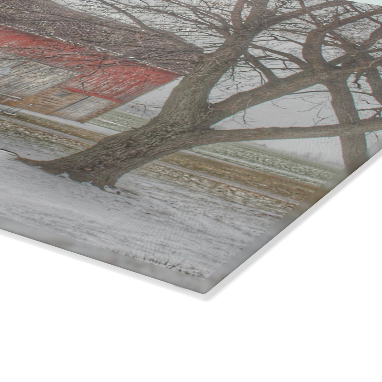 U R There Photography Cumber Road Red I Rustic Farmhouse Tempered-Glass Cutting Board