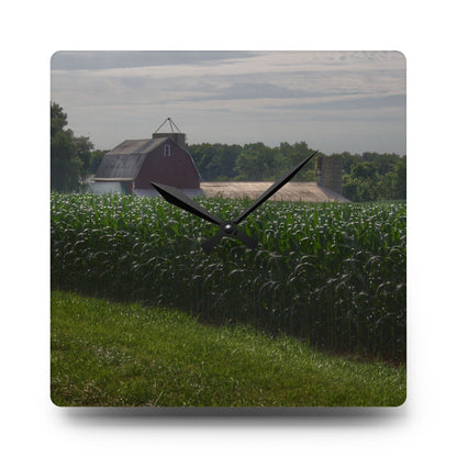 U R There Photography Above the Corn on Piersonville Road II Rustic Farmhouse Acrylic Analog Wall Clock