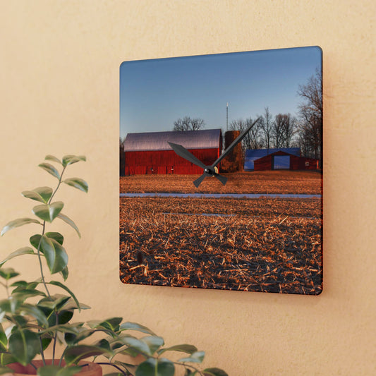U R There Photography Early Spring on Catlin Road Rustic Farmhouse Acrylic Analog Wall Clock