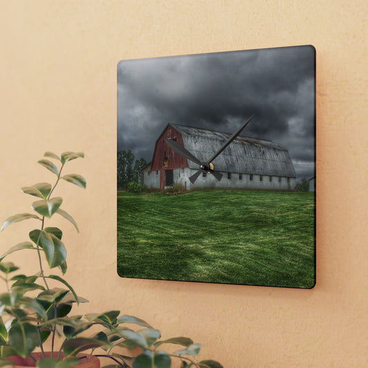Rustic Farmhouse Wall Clock featuring Peters Red Appaloosa I