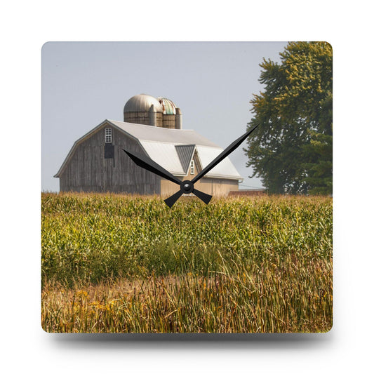 Beyond the September Corn on Swaffer Rustic Farmhouse Acrylic Analog Wall Clock 10.75'' × 10.75'' (Square)