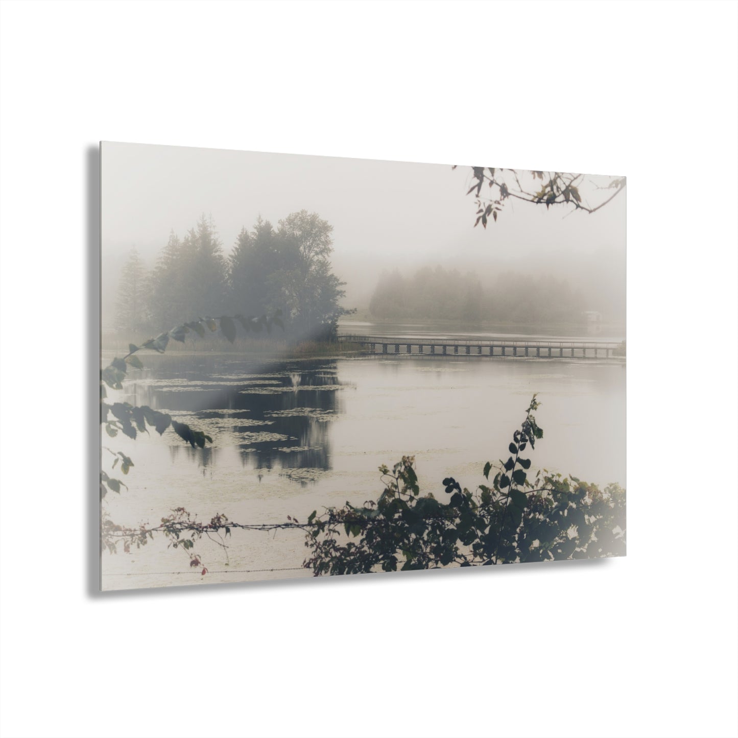 U R There Photography Bridge in Fog Rustic Farmhouse Acrylic Wall Print