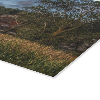 U R There Photography West Oregon Road Hidden Red II Rustic Farmhouse Tempered-Glass Cutting Board