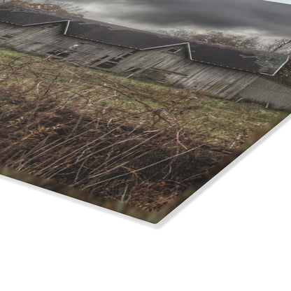 U R There Photography Green Road Grey Rustic Farmhouse Tempered-Glass Cutting Board