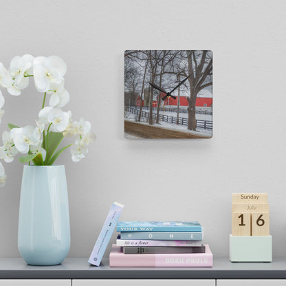 U R There Photography Barns of Barber Road I Rustic Farmhouse Acrylic Analog Wall Clock