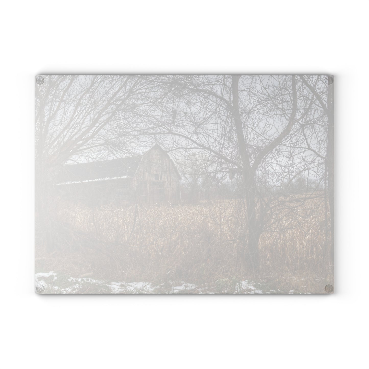 U R There Photography North Oxford Road Grey I Rustic Farmhouse Tempered-Glass Cutting Board