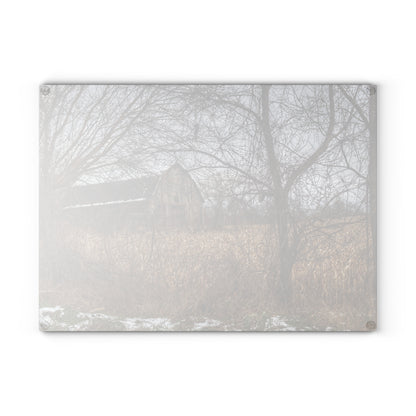 U R There Photography North Oxford Road Grey I Rustic Farmhouse Tempered-Glass Cutting Board