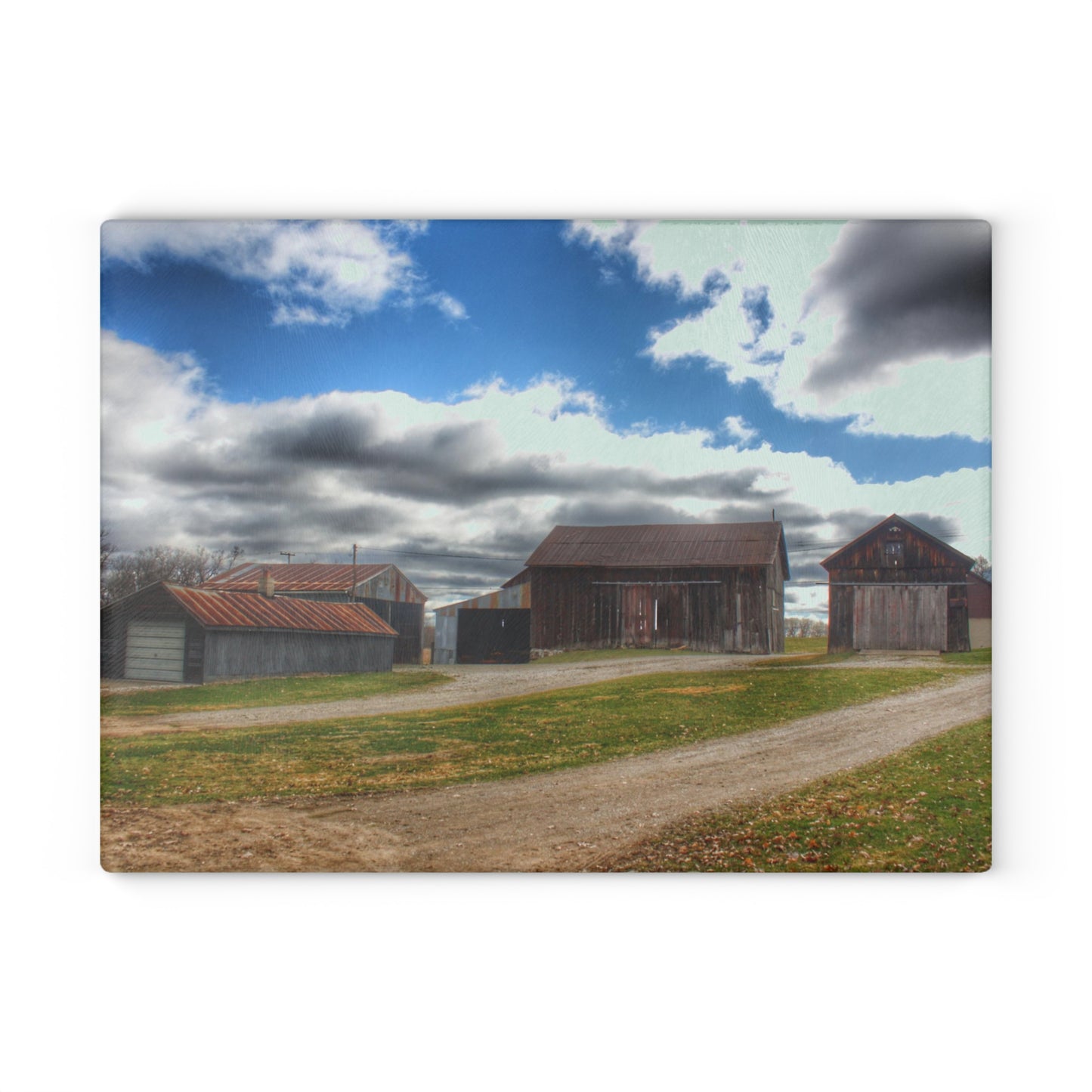 U R There Photography Buckhorn Lake Road Centennial Farm Rustic Farmhouse Tempered-Glass Cutting Board