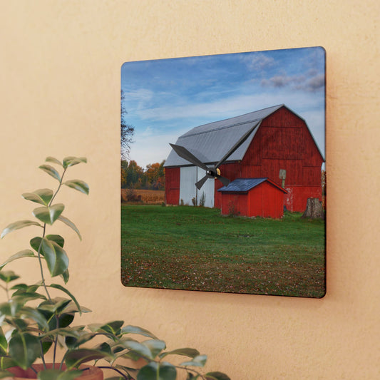 U R There Photography Ruth Reds Rustic Farmhouse Acrylic Analog Wall Clock