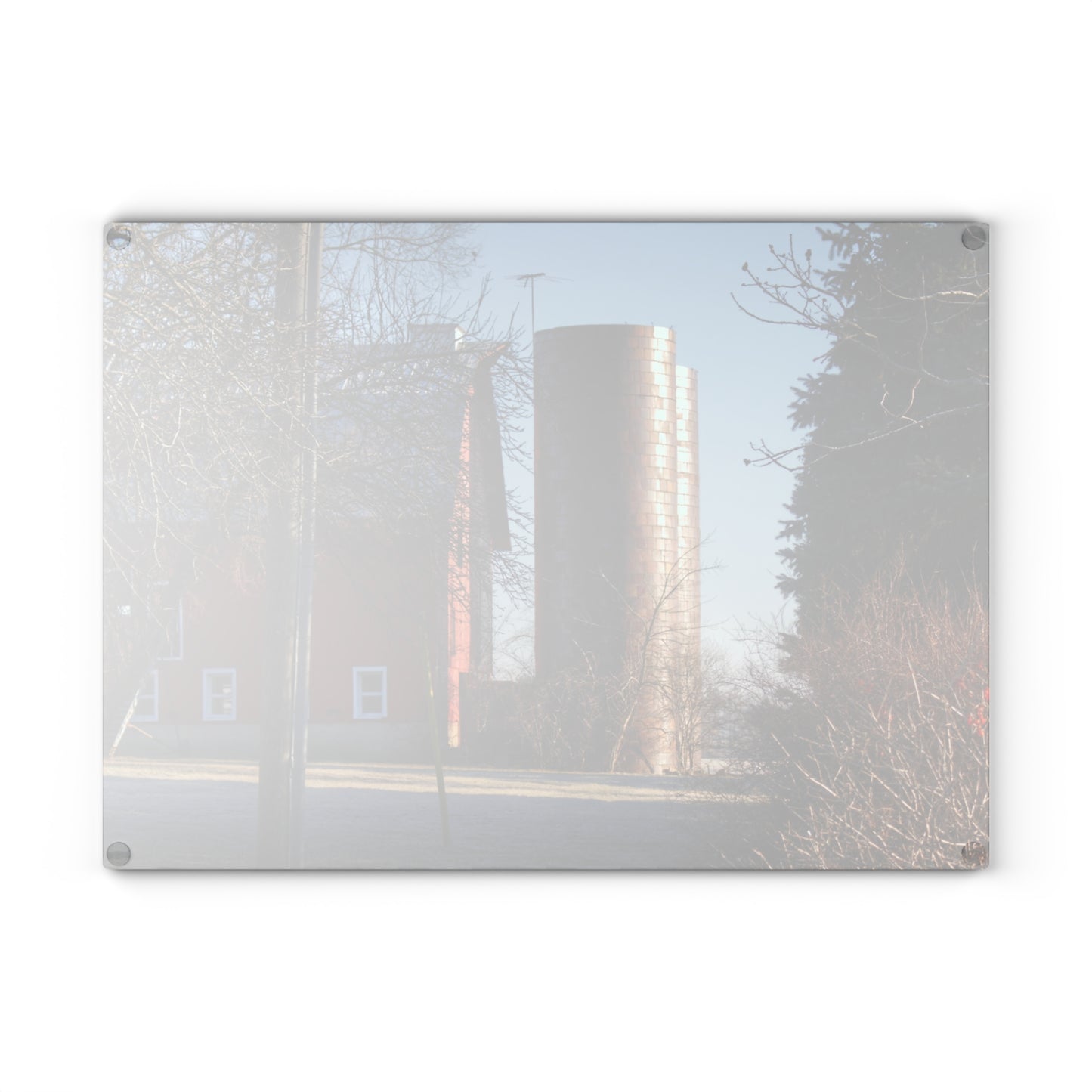 U R There Photography Newark Hidden Red Rustic Farmhouse Tempered-Glass Cutting Board