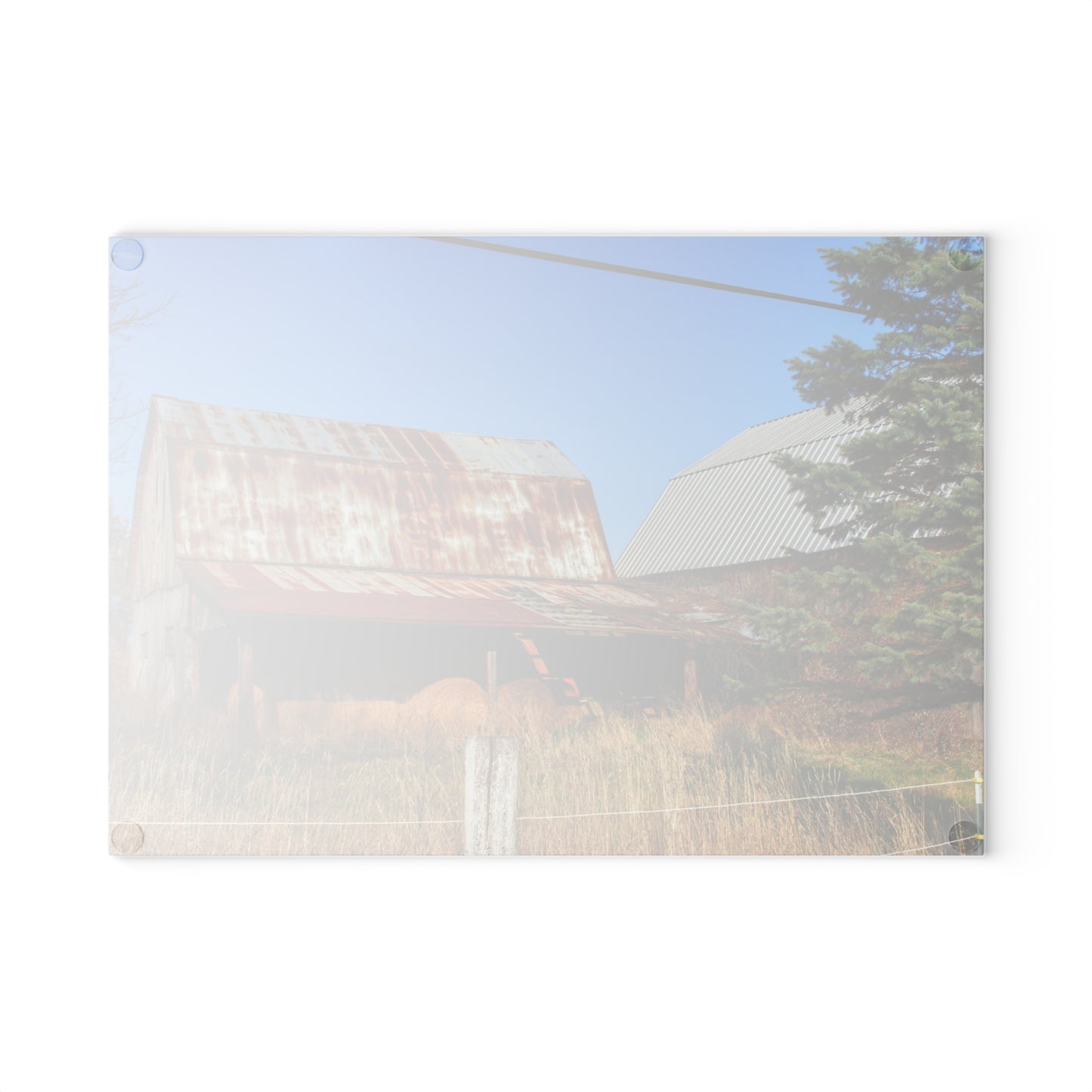 U R There Photography Dodge Road Hay Barn II Rustic Farmhouse Tempered-Glass Cutting Board