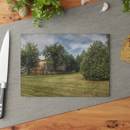 U R There Photography Thistle Valley Weathered Grey Rustic Farmhouse Tempered-Glass Cutting Board