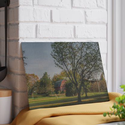 U R There Photography Belle River Red II Rustic Farmhouse Tempered-Glass Cutting Board