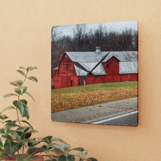 Rustic Farmhouse Wall Clock featuring Caseville Red