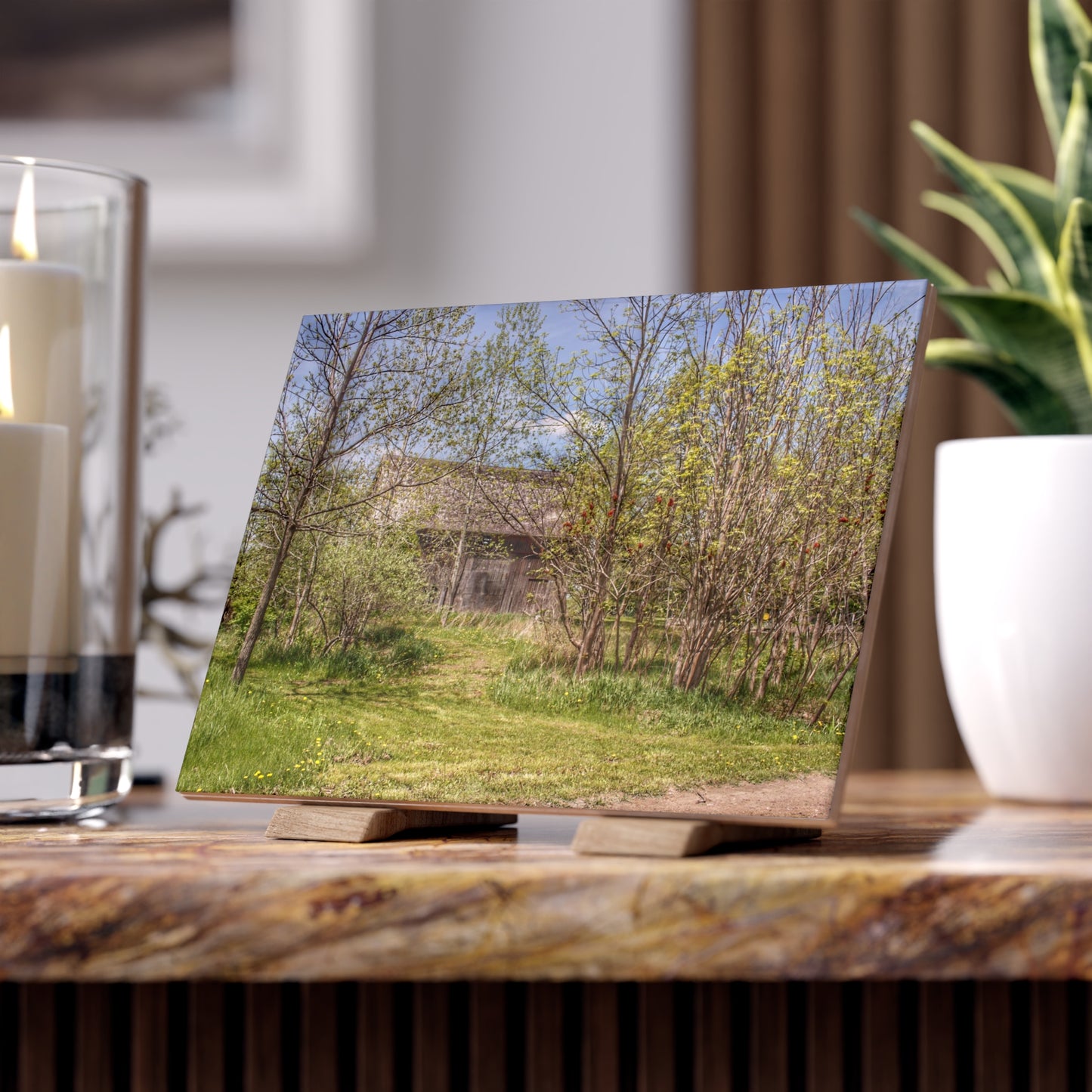 U R There Photography Bishop Road Grey I Rustic Farmhouse Decorative Ceramic Tile