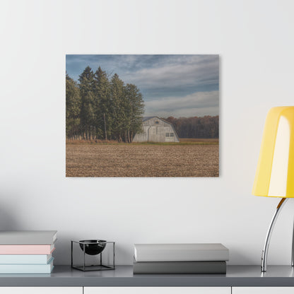 U R There Photography Grey Quonset Among the Pines Rustic Farmhouse Acrylic Wall Print