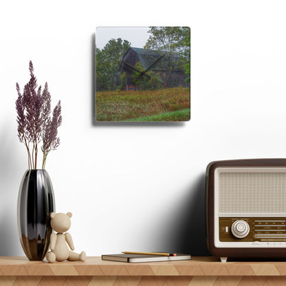 U R There Photography Metamora Road Grey Rustic Farmhouse Acrylic Analog Wall Clock