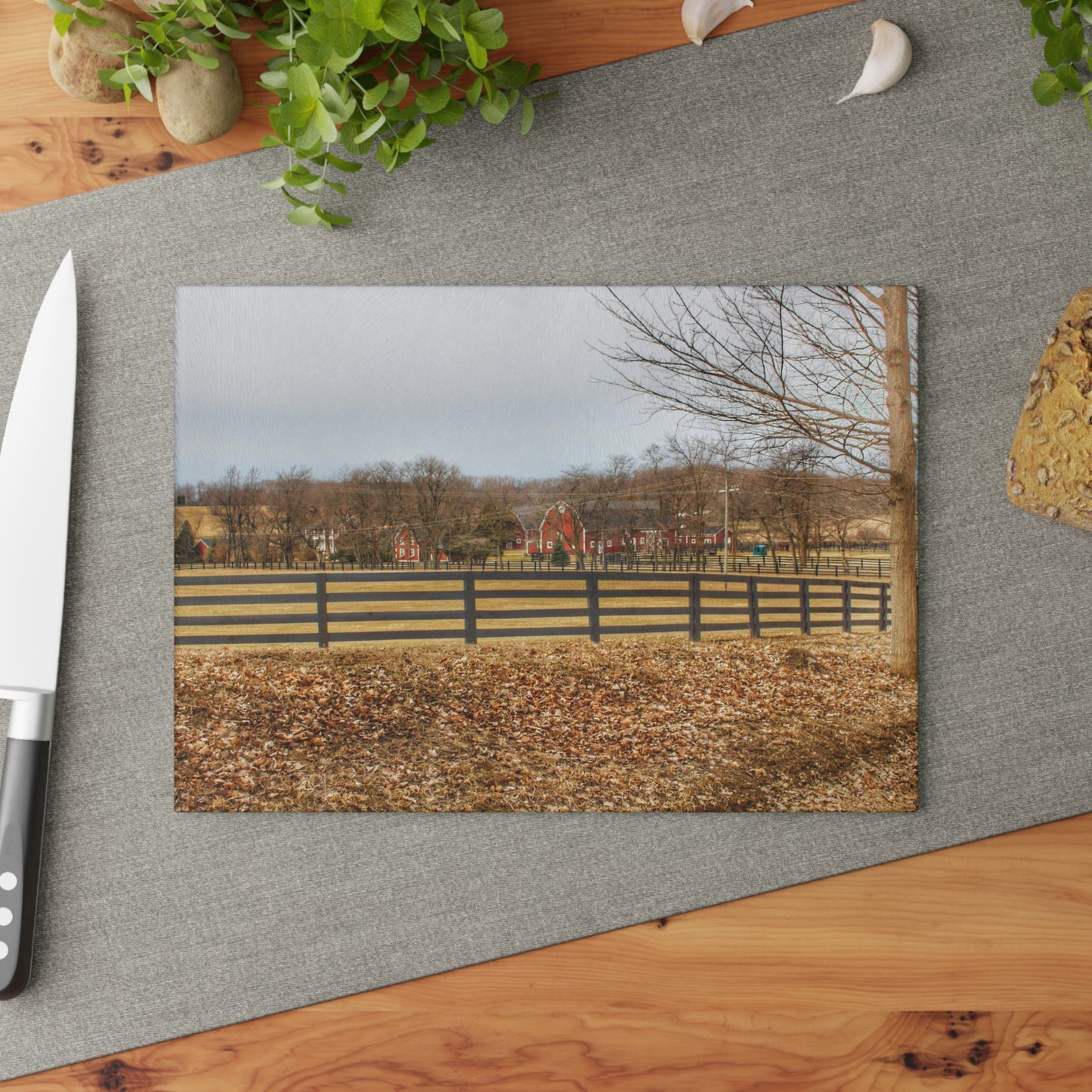 U R There Photography Barber Road Farm I Rustic Farmhouse Tempered-Glass Cutting Board